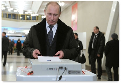 Prime Minister Vladimir Putin takes part in the elections to the State Duma of the sixth convocation