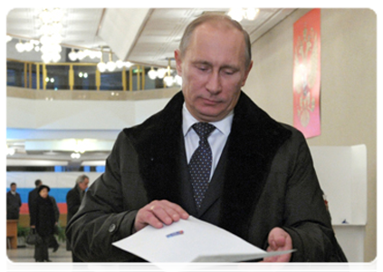 Prime Minister Vladimir Putin takes part in the elections to the State Duma of the sixth convocation|4 december, 2011|14:31