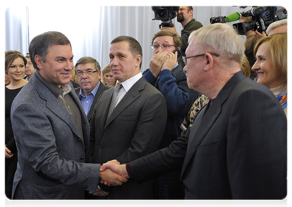 Deputy Prime Minister and Chief of Government Staff Vyacheslav Volodin, First Deputy Speaker of the State Duma Oleg Morozov and Minister of Natural Resources and Environment Yury Trutnev|4 december, 2011|23:36