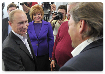 Vladimir Putin in the United Russia party campaign headquarters after the preliminary results were announced|4 december, 2011|23:37