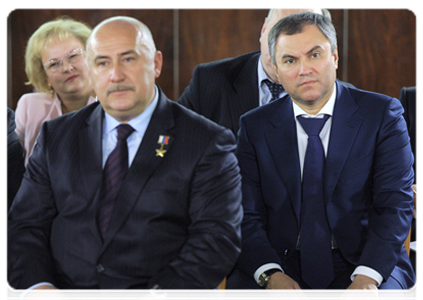Deputy Prime Minister and Chief of Government Staff Vyacheslav Volodin and First deputy chairman of United Russia's General Council Presidium Commission on Processing Citizen Petitions to the Party Chairman Alexei Romanov|6 december, 2011|15:50