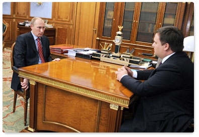 Prime Minister Vladimir Putin meets with Andrei Nikitin, General Director of the Agency for Strategic Initiatives (ASI)