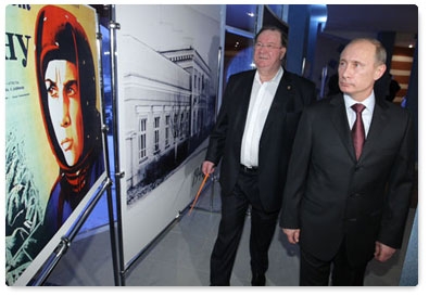 Prime Minister Vladimir Putin visits Russia’s Gosfilmofond state film archive