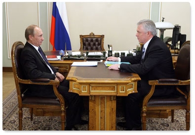 Prime Minister Vladimir Putin meets with Vyacheslav Nagovitsyn, head of the Republic of Buryatia