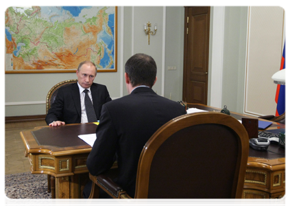 Prime Minister Vladimir Putin during a working meeting with Chukotka Governor Roman Kopin|15 february, 2011|13:00