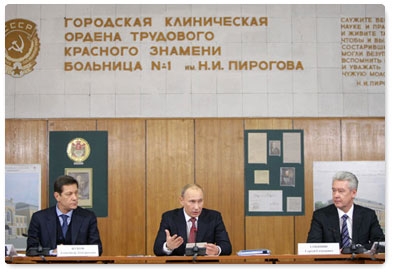 Prime Minister Vladimir Putin chairs a meeting on modernising Moscow’s healthcare system in 2011 and 2012