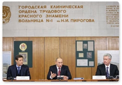 Prime Minister Vladimir Putin chairs a meeting on modernising Moscow’s healthcare system in 2011 and 2012