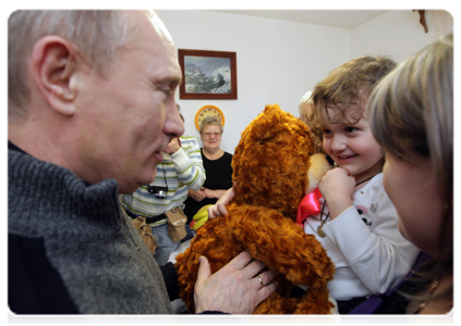 Prime Minister Vladimir Putin visits the village of Dzhubga in the Krasnodar Territory to see the new residential development Nadezhda (Hope) built for the victims of the flood of October 2010|17 february, 2011|19:23