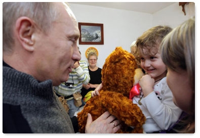 Prime Minister Vladimir Putin visits the village of Dzhubga in the Krasnodar Territory to see the new residential development Nadezhda (Hope) built for the victims of the flood of October 2010