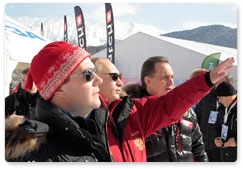 Vladimir Putin attends FIS Alpine European Cup in Sochi