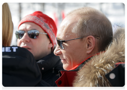 Prime Minister Vladimir Putin attending FIS Alpine European Cup in Sochi|18 february, 2011|15:51