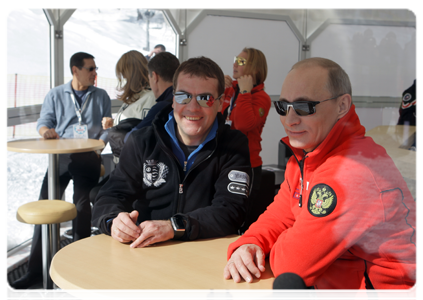 Prime Minister Vladimir Putin attending FIS Alpine European Cup in Sochi|18 february, 2011|15:59