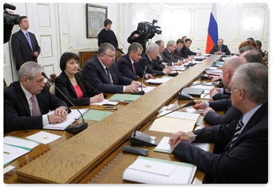 Prime Minister Vladimir Putin chairs a meeting of the Government Presidium