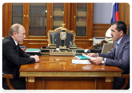 Prime Minister Vladimir Putin and President of Ingushetia Yunus-Bek Yevkurov|21 february, 2011|11:34