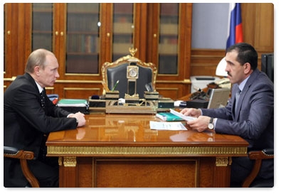 Prime Minister Vladimir Putin meets with President of Ingushetia Yunus-Bek Yevkurov