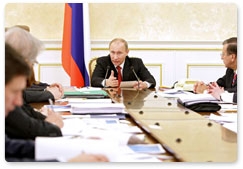 Prime Minister Vladimir Putin chairs a meeting to discuss various scenarios for Russia’s socio-economic development through 2030