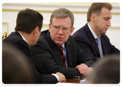 First Deputy Prime Minister Igor Shuvalov, Deputy Prime Minister and Finance Minister Alexei Kudrin and Deputy Prime Minister Alexander Zhukov at a meeting to discuss various scenarios for Russia’s socio-economic development through 2030|22 february, 2011|19:45