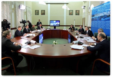 Prime Minister Vladimir Putin holds a meeting in Kaliningrad on housing for the military