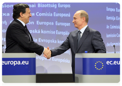 По итогам переговоров Правительства России с Комиссией Евросоюза В.В.Путин и Ж.М.Баррозу провели совместную пресс-конференцию|24 февраля, 2011|18:13