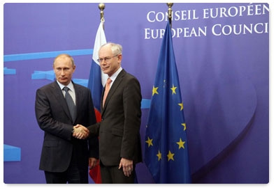 Prime Minister Vladimir Putin meets with President of the European Council Herman Van Rompuy