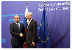 Prime Minister Vladimir Putin meets with President of the European Council Herman Van Rompuy