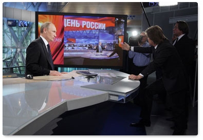Накануне поздно вечером Председатель Правительства Российской Федерации В.В.Путин посетил редакцию Первого канала в Останкино