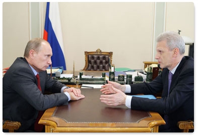 Prime Minister Vladimir Putin meets with Minister of Education and Science Andrei Fursenko