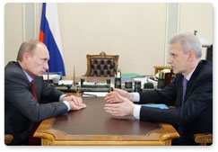 Prime Minister Vladimir Putin meets with Minister of Education and Science Andrei Fursenko