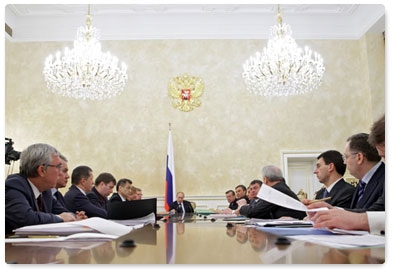 Prime Minister Vladimir Putin holds a meeting of the Government Presidium