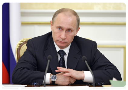 Prime Minister Vladimir Putin at a meeting of the Government Presidium|1 march, 2011|20:14