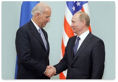 Prime Minister Vladimir Putin meets US Vice President Joe Biden