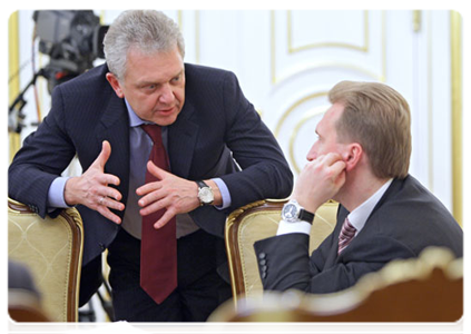 First Deputy Prime Minister Igor Shuvalov and Minister of Industry and Trade Viktor Khristenko at a meeting on the drafting of state programmes|10 march, 2011|16:12