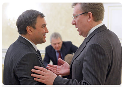 Deputy Prime Minister and Chief of the Government Staff Vyacheslav Volodin and Deputy Prime Minister and Finance Minister Alexei Kudrin at a meeting on the drafting of state programmes|10 march, 2011|16:12