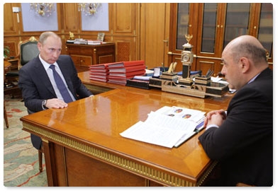 Prime Minister Vladimir Putin meets with Mikhail Mishustin, head of the Federal Taxation Service