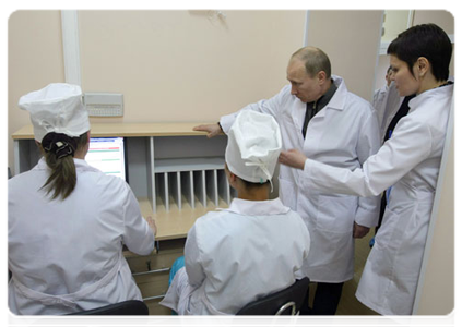 Prime Minister Vladimir Putin visiting a new regional perinatal centre during his trip to the Ryazan Region|11 march, 2011|17:27