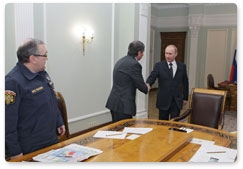 Prime Minister Vladimir Putin meets with Deputy Prime Minister Igor Sechin, Rosatom Director General Sergei Kiriyenko and First Deputy Emergencies Minister Ruslan Tsalikov