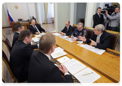 Prime Minister Vladimir Putin at a meeting on the situation around the nuclear power plant in Japan|15 march, 2011|13:51