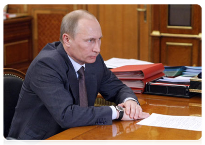 Prime Minister Vladimir Putin meets with President of Bashkortostan Rustem Khamitov|16 march, 2011|16:22