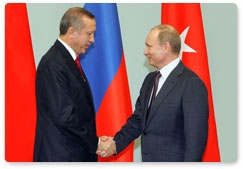 Prime Minister Vladimir Putin meets with Turkish Prime Minister Recep Erdogan