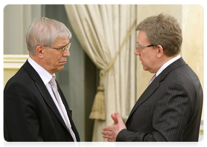 Deputy Prime Minister and Finance Minister Alexei Kudrin and the Chairman of the Central Bank of Russia Sergei Ignatiev at a meeting of the Government Presidium|17 march, 2011|17:20