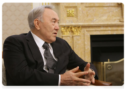 Kazakh President Nursultan Nazarbayev during a meeting with  Prime Minister Vladimir Putin|17 march, 2011|20:28