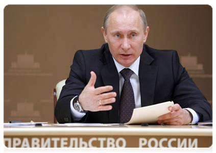 Prime Minister Vladimir Putin during teleconference on preparations for spring sowing|18 march, 2011|15:56