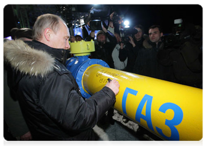 Prime Minister Vladimir Putin at the opening ceremony of the Dalneye gas distribution station|19 march, 2011|18:51