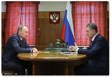 Prime Minister Vladimir Putin meets with President of the Republic of Udmurtia Alexander Volkov