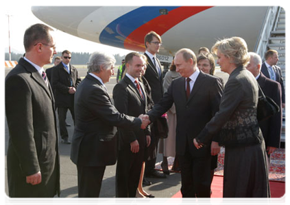 Prime Minister Vladimir Putin arrives in the Republic of Slovenia on a working visit|22 march, 2011|19:10