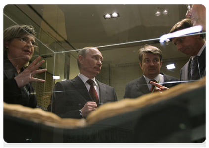 Prime Minister Vladimir Putin was shown one of the most ancient Cyrillic monuments, Codex Suprasliensis, during an exhibition held at Congress Centre Brdo|22 march, 2011|22:49