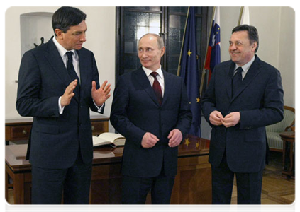 Prime Minister Vladimir Putin with Slovenia’s Prime Minister Borut Pahor and City Mayor Zoran Jankovic|23 march, 2011|10:50