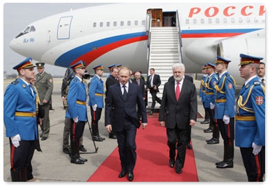 Prime Minister Vladimir Putin arrives in Belgrade to hold talks with Serbia’s leaders