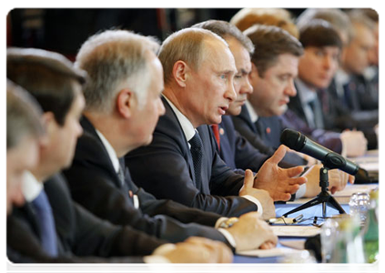 Prime Minister Vladimir Putin participating in Russian-Serbian talks on the economy|23 march, 2011|17:53