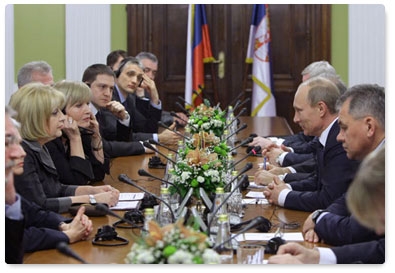 Prime Minister Vladimir Putin meets with the leadership of the National Assembly of Serbia